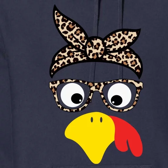 Turkey Face Cheetah Cute Thanksgiving Premium Hoodie