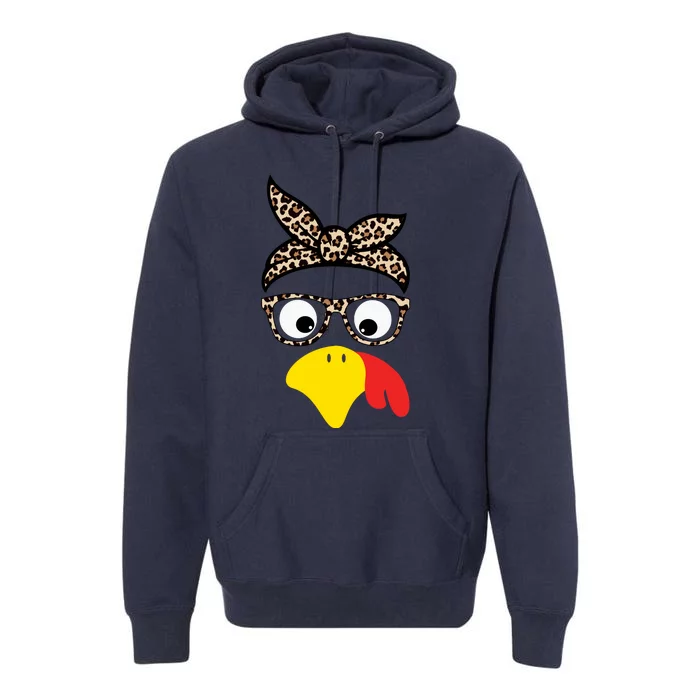 Turkey Face Cheetah Cute Thanksgiving Premium Hoodie