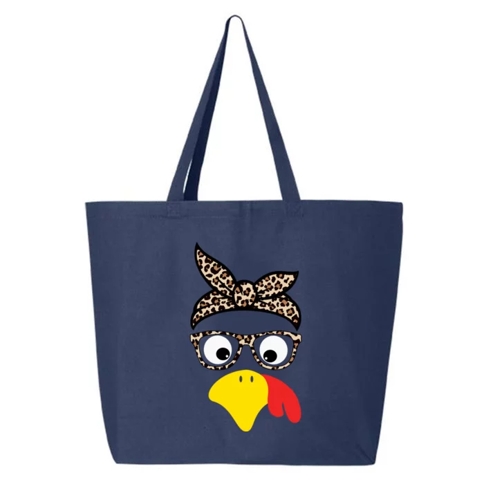 Turkey Face Cheetah Cute Thanksgiving 25L Jumbo Tote