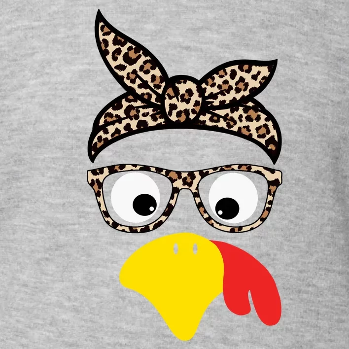 Turkey Face Cheetah Cute Thanksgiving Toddler Sweatshirt