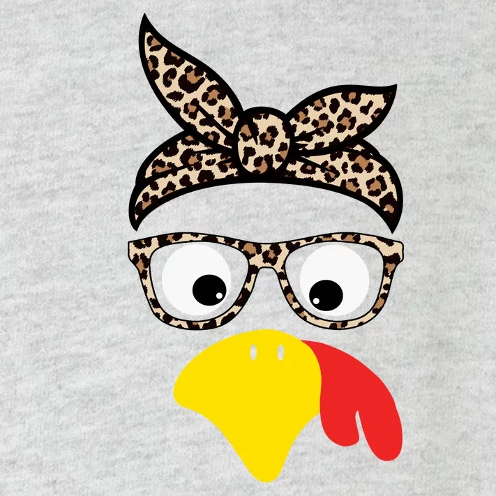 Turkey Face Cheetah Cute Thanksgiving Toddler Long Sleeve Shirt