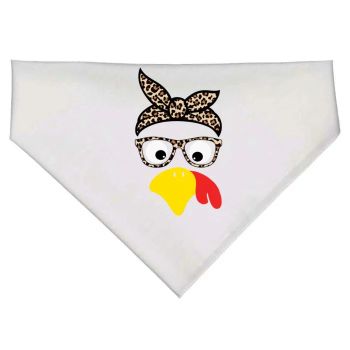 Turkey Face Cheetah Cute Thanksgiving USA-Made Doggie Bandana