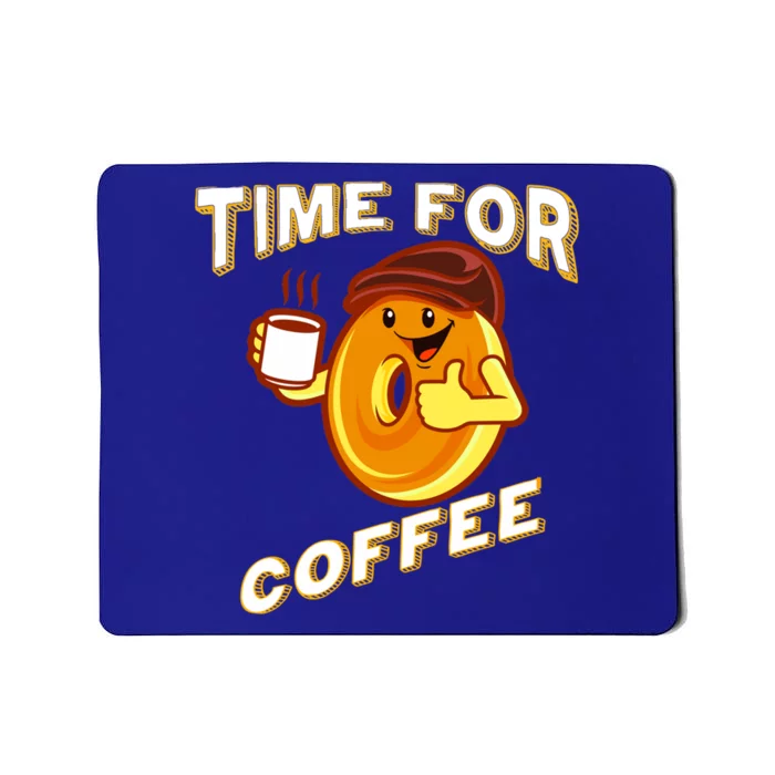 Time For Coffee Funny Bagel And Coffee Lovers Cartoon Design Cute Gift Mousepad