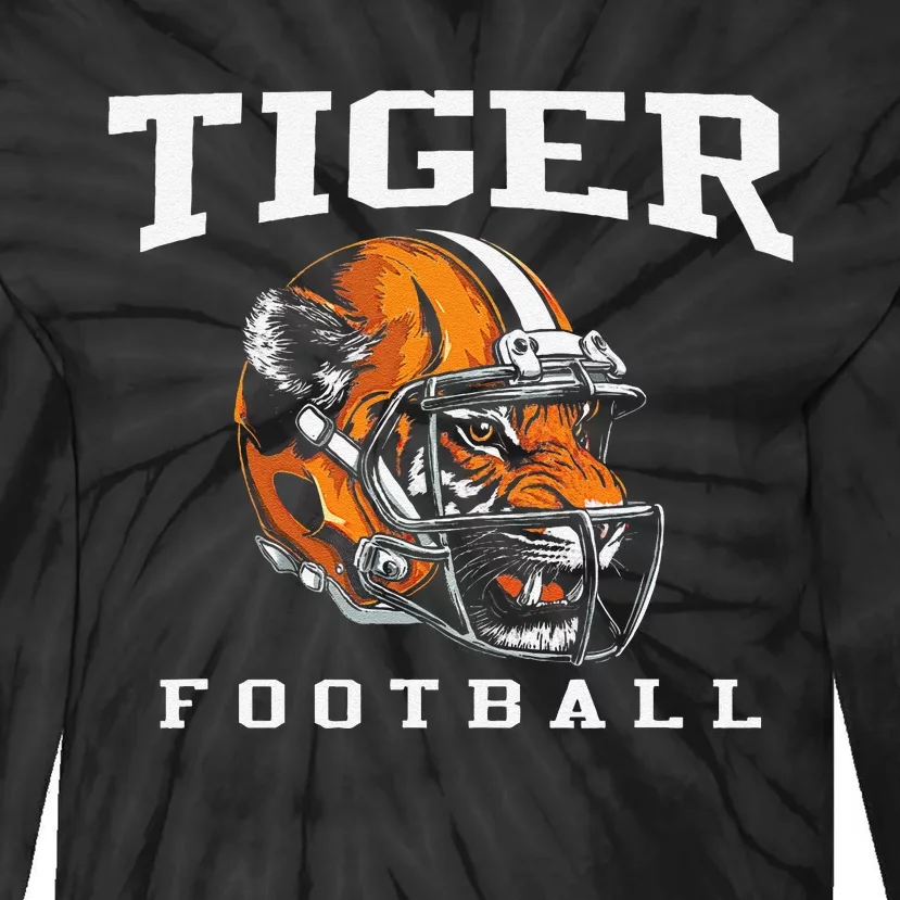 Tiger Football Cool Tiger Mascot Football Tie-Dye Long Sleeve Shirt