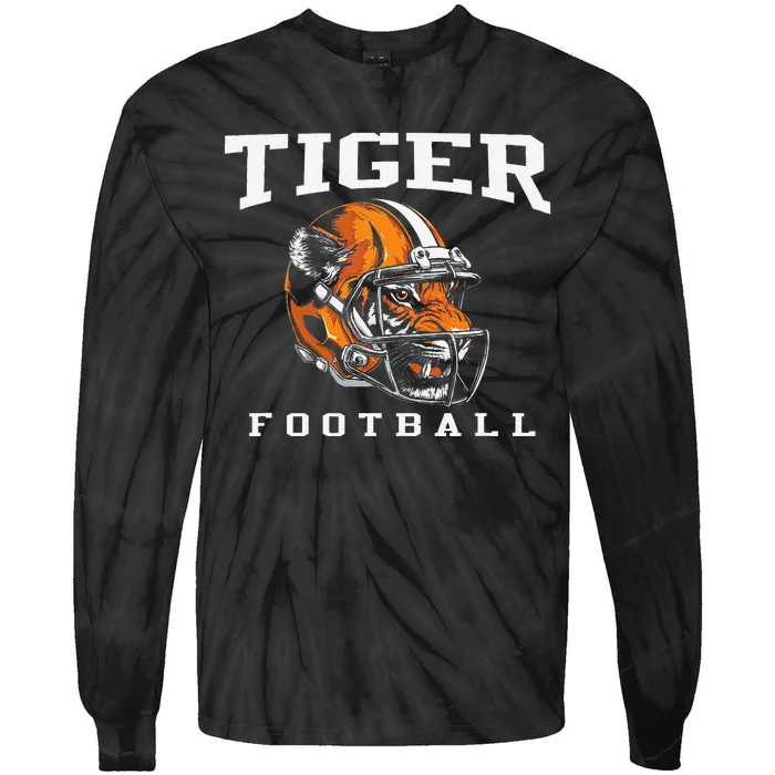 Tiger Football Cool Tiger Mascot Football Tie-Dye Long Sleeve Shirt