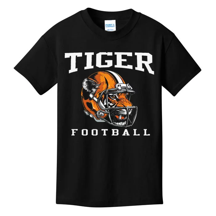 Tiger Football Cool Tiger Mascot Football Kids T-Shirt