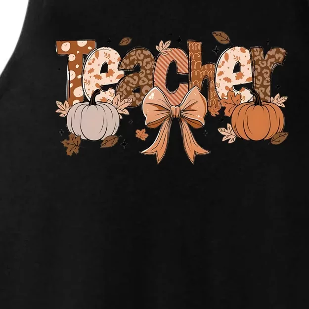 Teacher Fall Coquette Cute Matching Team Gift Idea Ladies Tri-Blend Wicking Tank