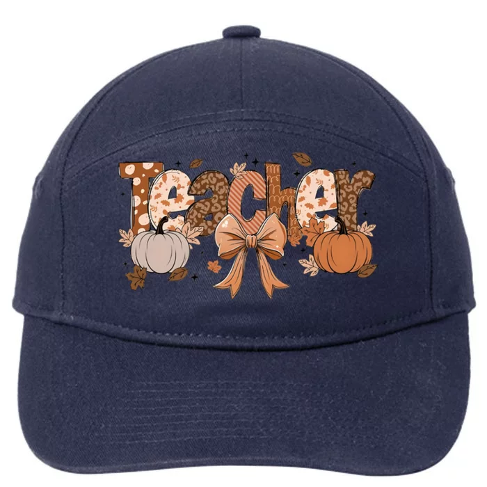 Teacher Fall Coquette Cute Matching Team Gift Idea 7-Panel Snapback Hat