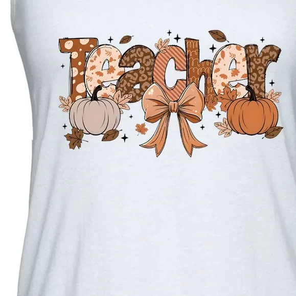 Teacher Fall Coquette Cute Matching Team Gift Idea Ladies Essential Flowy Tank