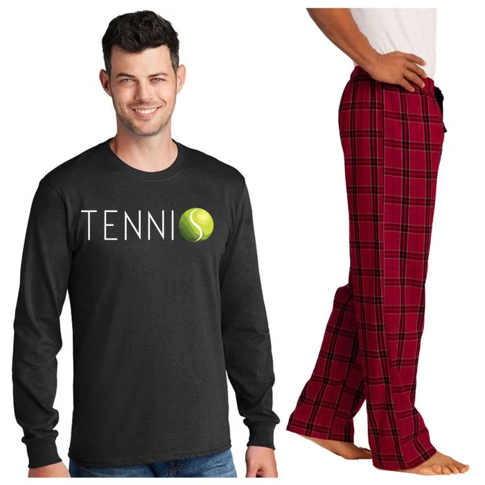 Tennis For Cool Text Tennis Ball Long Sleeve Pajama Set