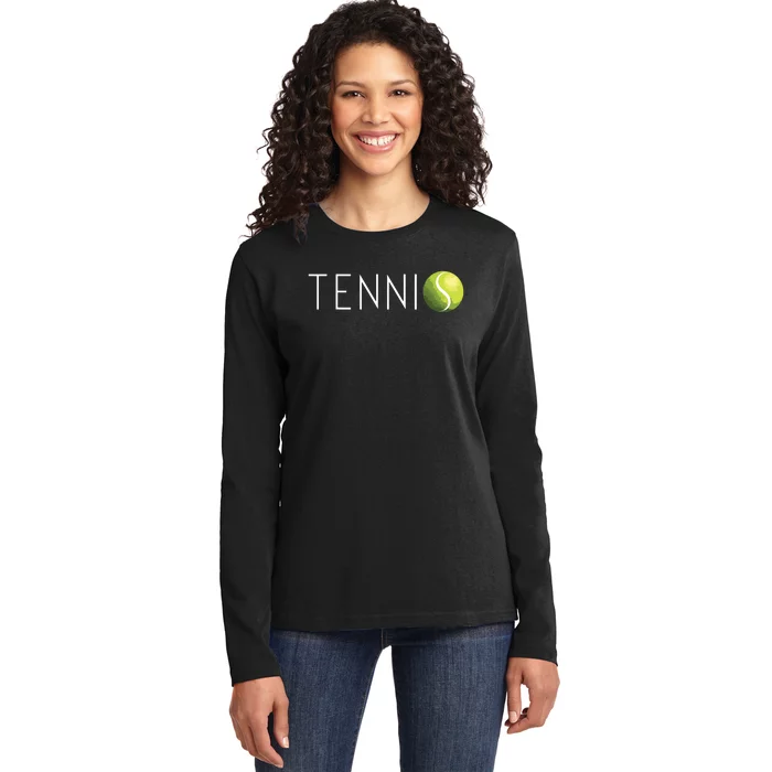 Tennis For Cool Text Tennis Ball Ladies Long Sleeve Shirt