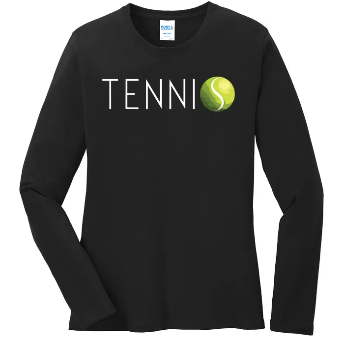 Tennis For Cool Text Tennis Ball Ladies Long Sleeve Shirt