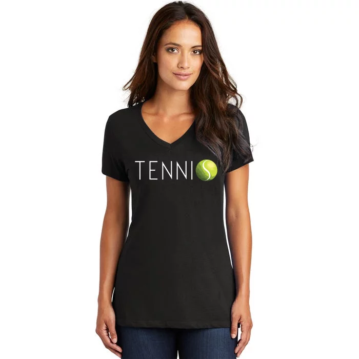 Tennis For Cool Text Tennis Ball Women's V-Neck T-Shirt