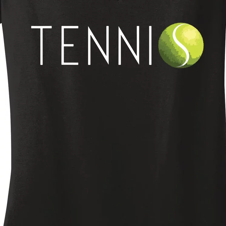 Tennis For Cool Text Tennis Ball Women's V-Neck T-Shirt