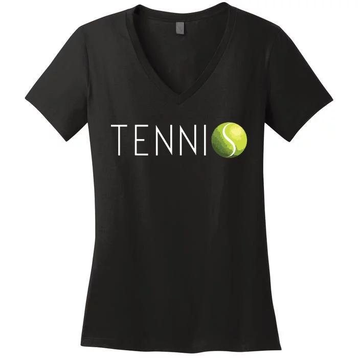 Tennis For Cool Text Tennis Ball Women's V-Neck T-Shirt