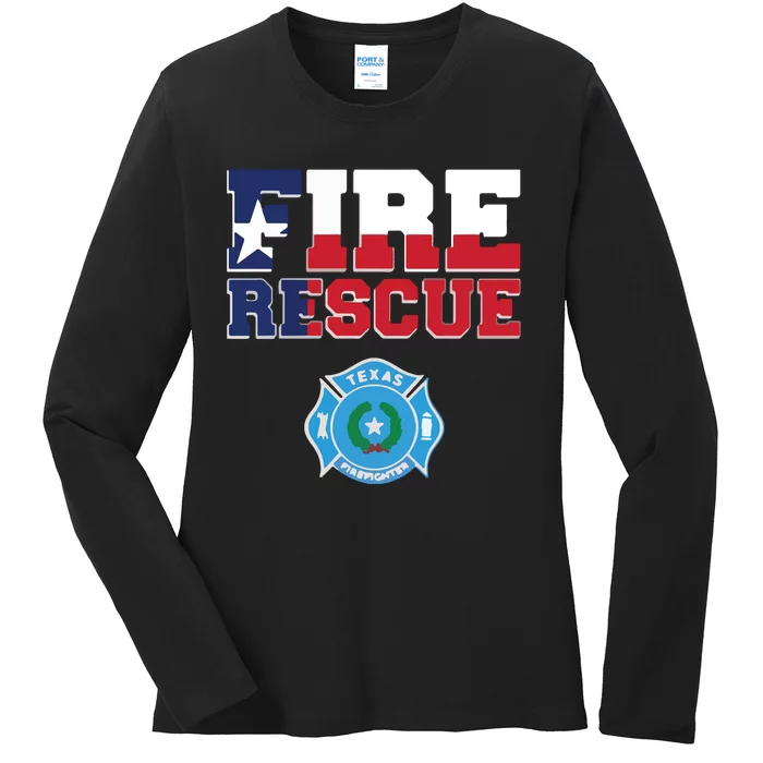 Texas Fire Department Firefighters Firemen Ladies Long Sleeve Shirt