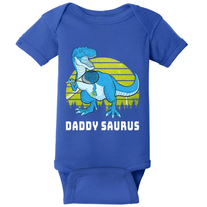 Tennis FatherS Day Saurus Playing Tennis Meaningful Gift Baby Bodysuit