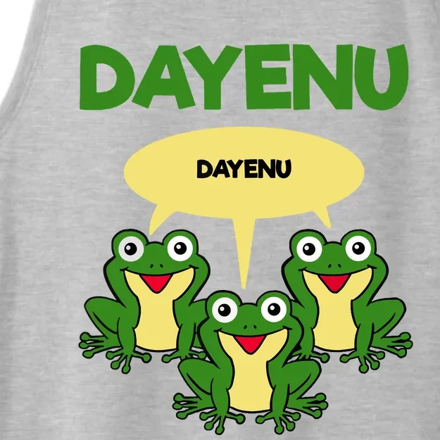 Three Frogs Dayenu Funny Pesach Passover Ladies Tri-Blend Wicking Tank