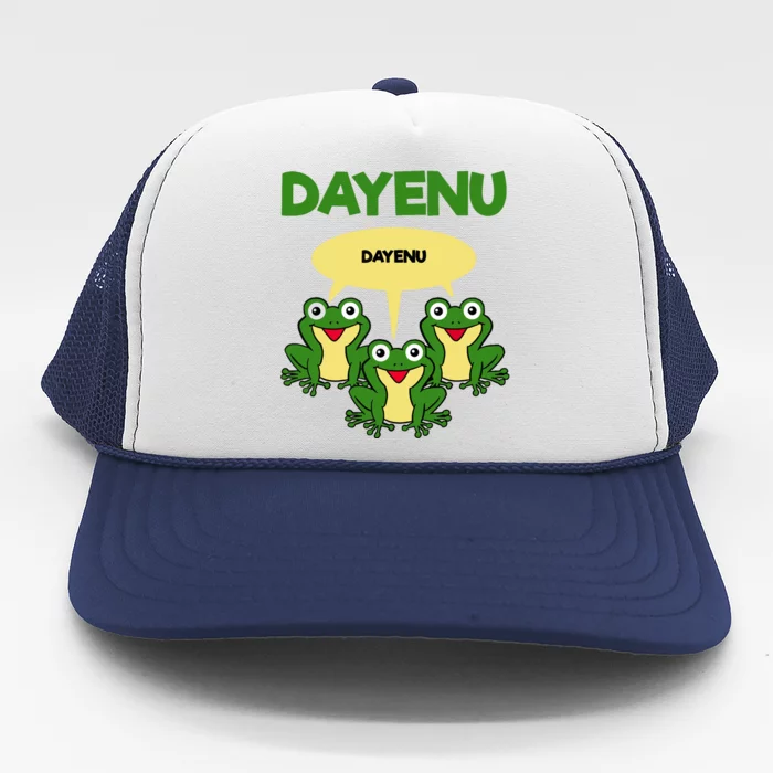 Three Frogs Dayenu Funny Pesach Passover Trucker Hat