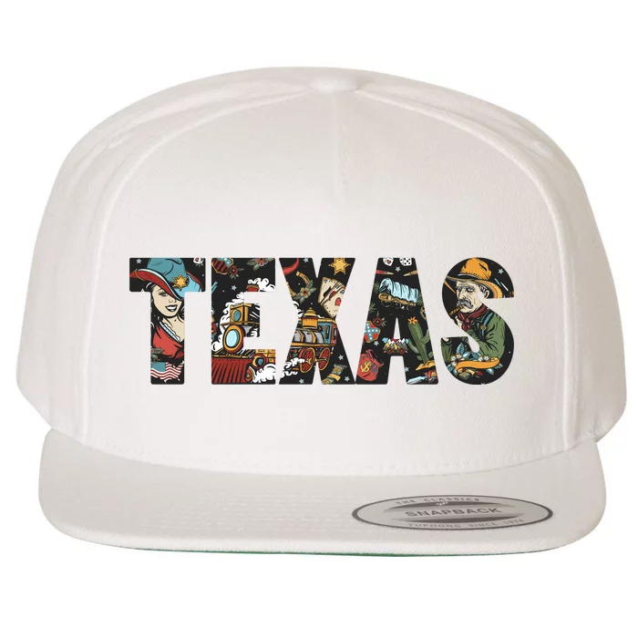 Texas Floral Design Wool Snapback Cap