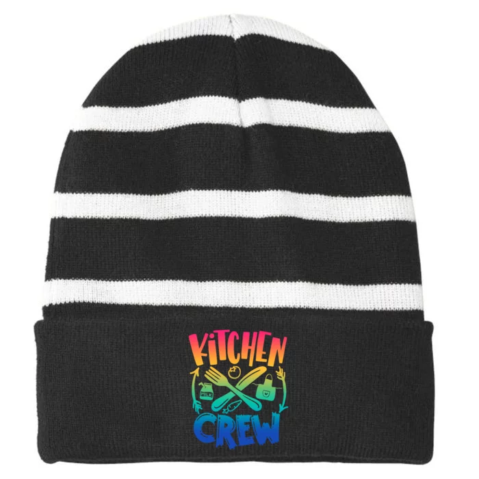 Team Field Day 2022 Back To School Kitchen Crew Striped Beanie with Solid Band