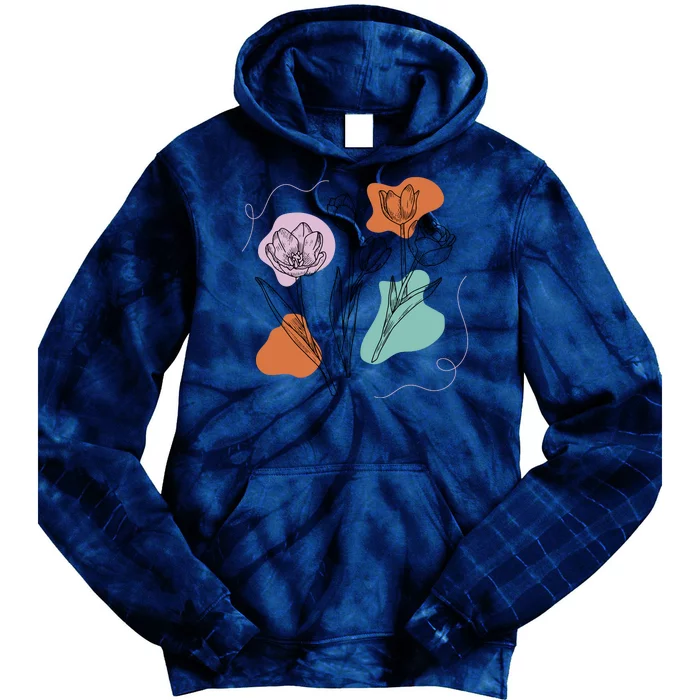 Tulip Floral Drawing Tie Dye Hoodie