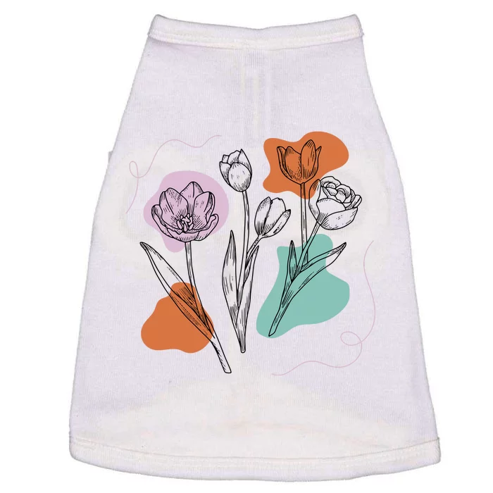 Tulip Floral Drawing Doggie Tank