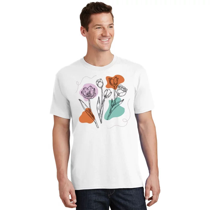 Tulip Floral Drawing T-Shirt