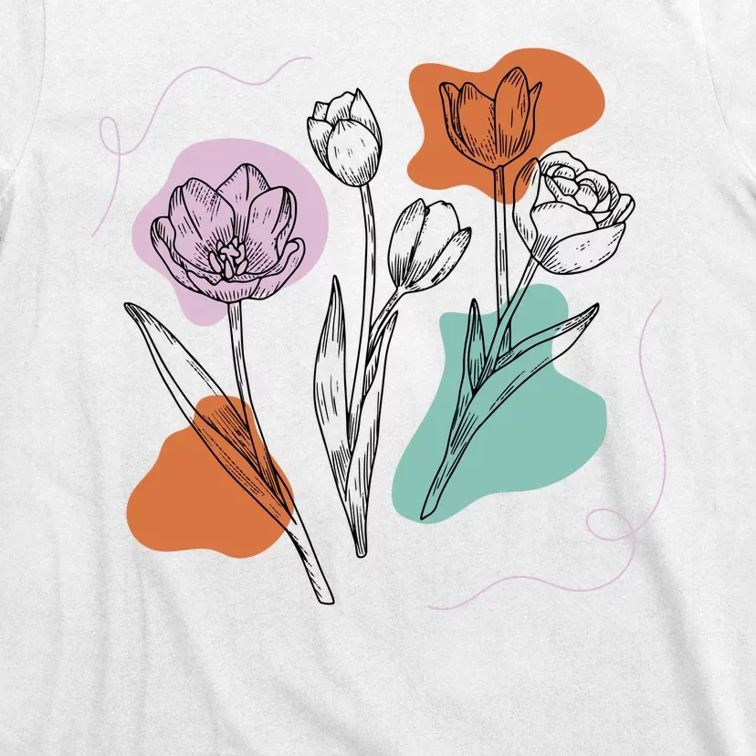 Tulip Floral Drawing T-Shirt