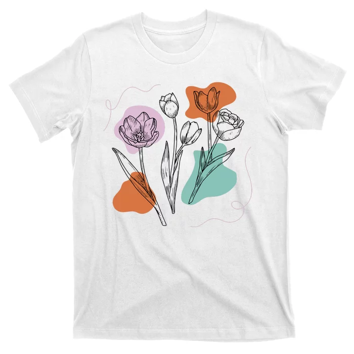 Tulip Floral Drawing T-Shirt