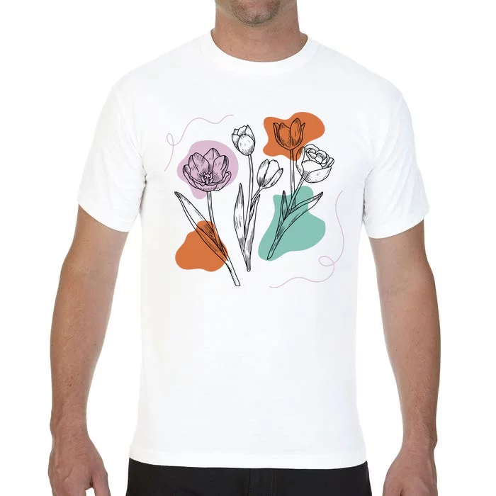 Tulip Floral Drawing Comfort Colors T-Shirt