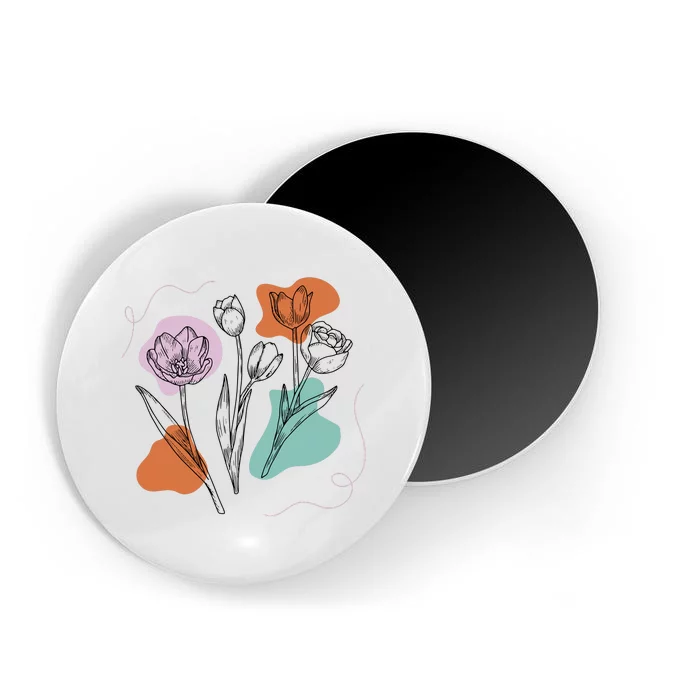 Tulip Floral Drawing Magnet