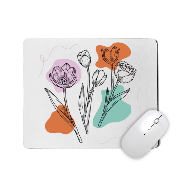 Tulip Floral Drawing Mousepad