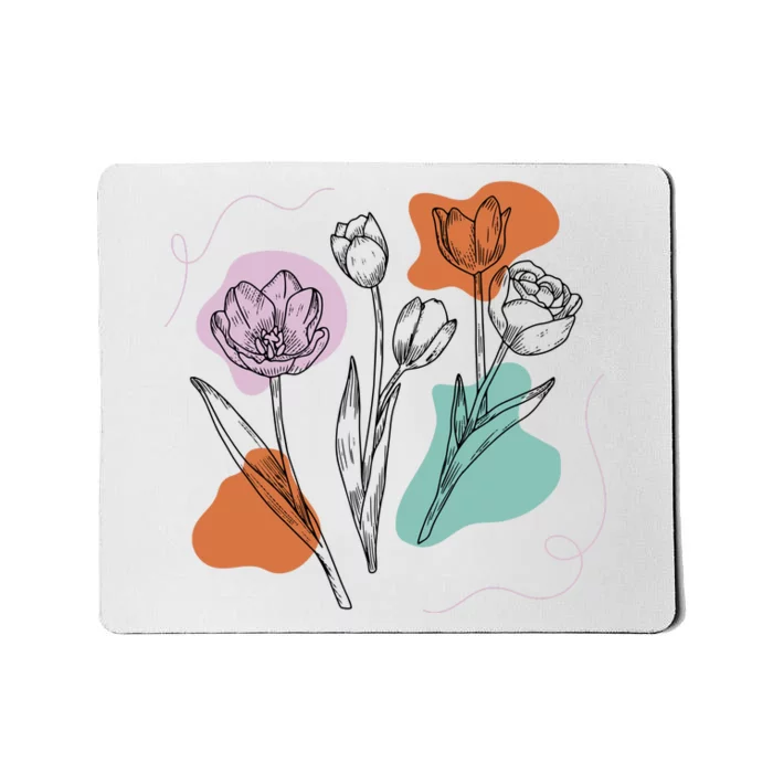 Tulip Floral Drawing Mousepad