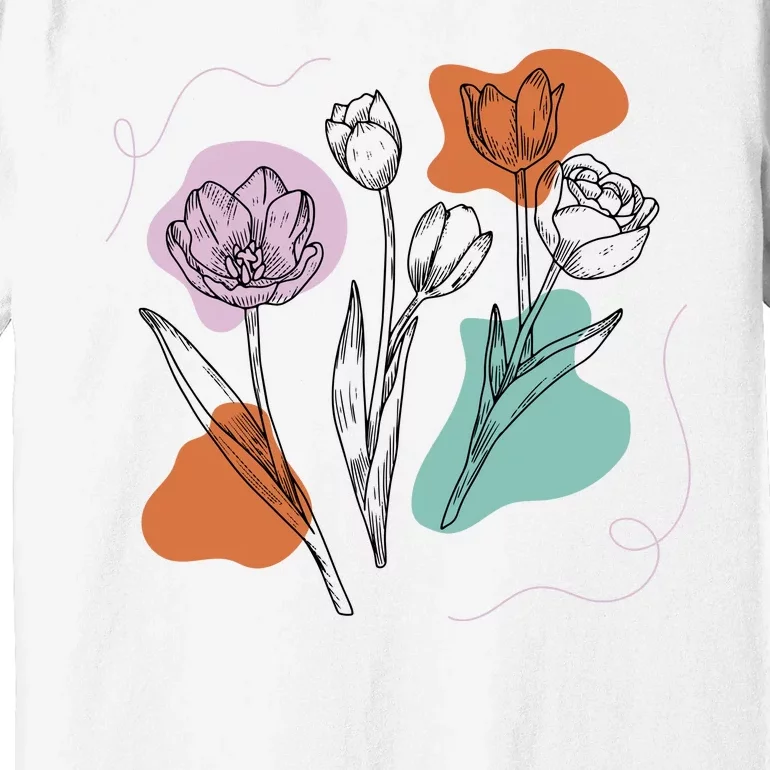 Tulip Floral Drawing Premium T-Shirt