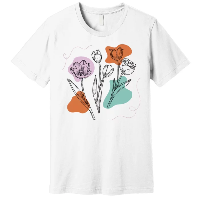 Tulip Floral Drawing Premium T-Shirt