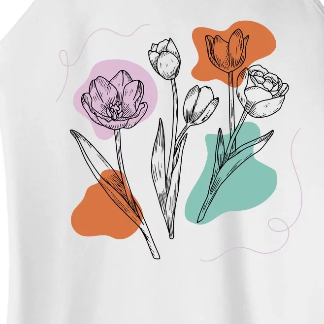 Tulip Floral Drawing Women’s Perfect Tri Rocker Tank