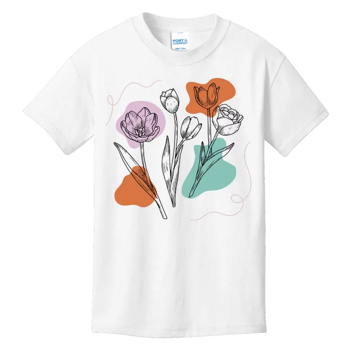 Tulip Floral Drawing Kids T-Shirt