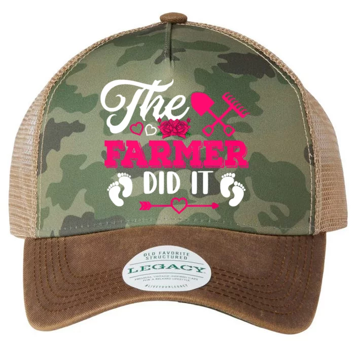 The Farmer Did It Funny Pregnancy Announcement Flowers Legacy Tie Dye Trucker Hat