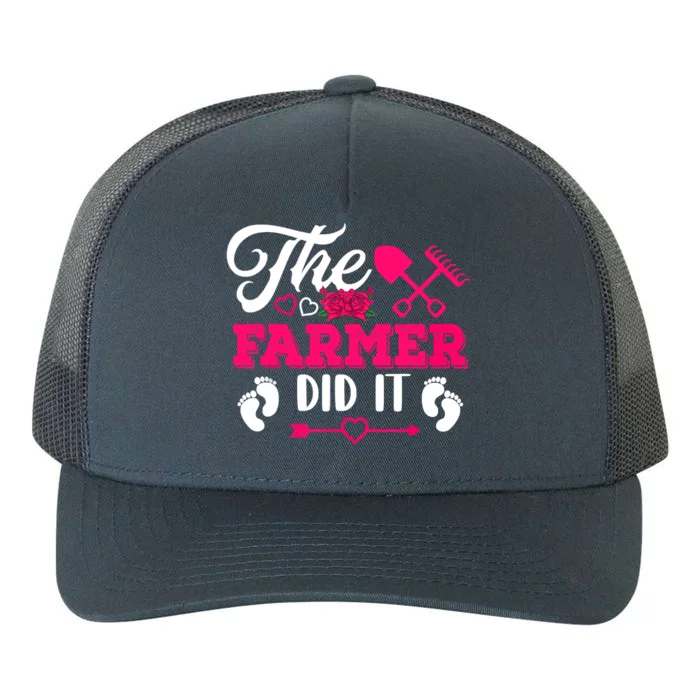 The Farmer Did It Funny Pregnancy Announcement Flowers Yupoong Adult 5-Panel Trucker Hat