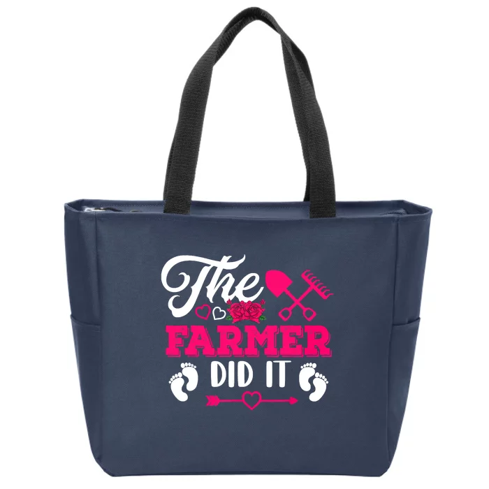 The Farmer Did It Funny Pregnancy Announcement Flowers Zip Tote Bag