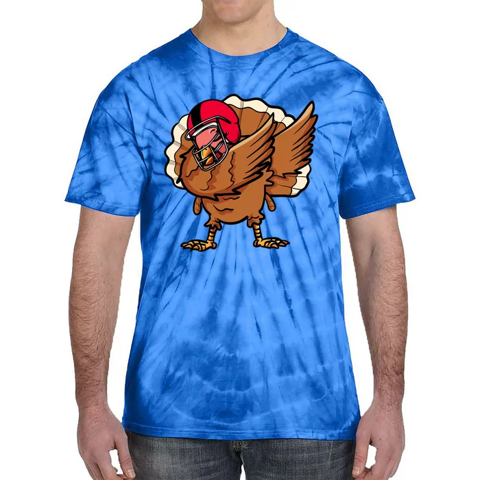 Thanksgiving Football Dabbing Turkey Gift Tie-Dye T-Shirt