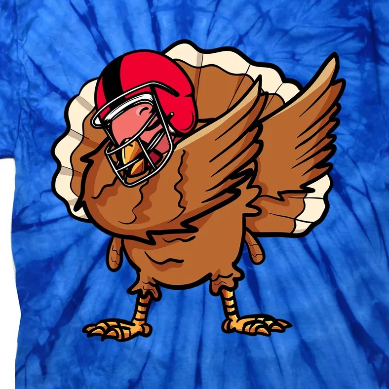 Thanksgiving Football Dabbing Turkey Gift Tie-Dye T-Shirt