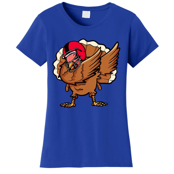 Thanksgiving Football Dabbing Turkey Gift Women's T-Shirt