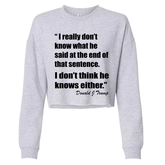 Trump Funny Dont Know What He Said At The End Of That Sentence Cropped Pullover Crew