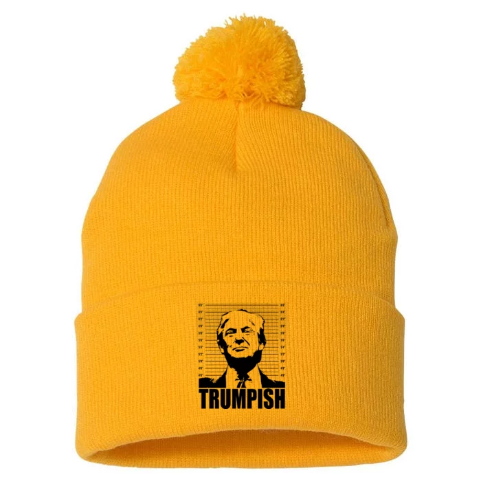 Trumpish Funny Donald Trump Mugshot Pom Pom 12in Knit Beanie