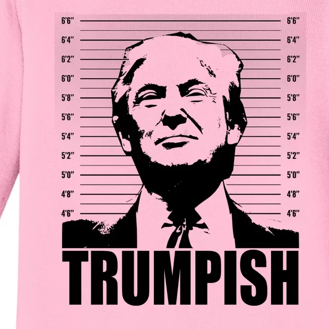 Trumpish Funny Donald Trump Mugshot Baby Long Sleeve Bodysuit