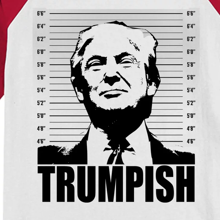 Trumpish Funny Donald Trump Mugshot Kids Colorblock Raglan Jersey