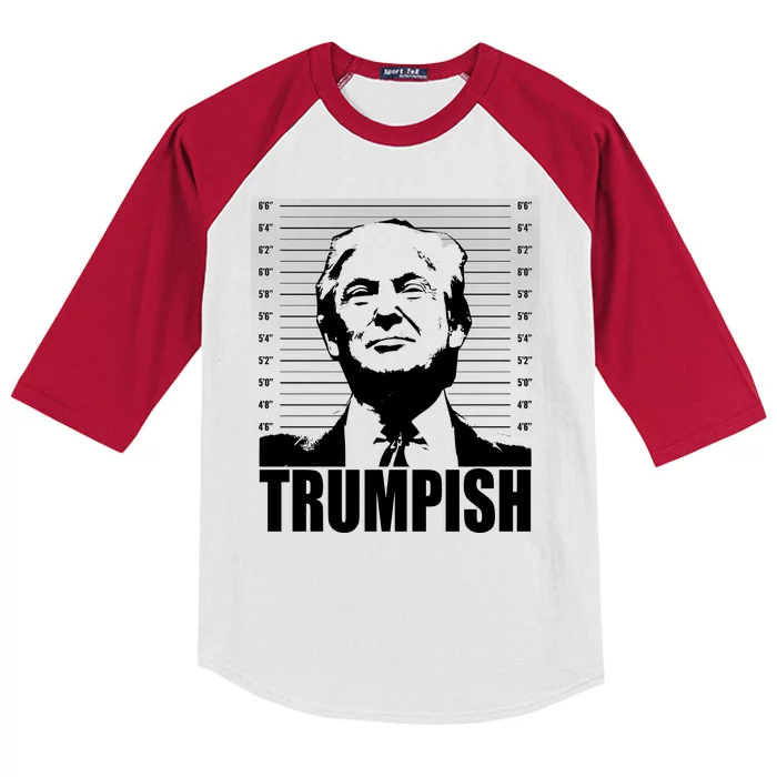 Trumpish Funny Donald Trump Mugshot Kids Colorblock Raglan Jersey