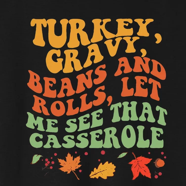 Thanksgiving Feast Delights Turkey Gravy Beans and Rolls Women's Crop Top Tee